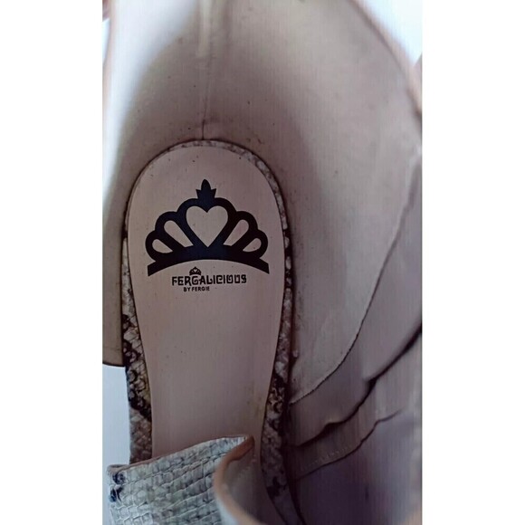 Fergalicious Volume Booties Size 10 Open Toe  Python Print Ankle Boots Open Side - Picture 4 of 11